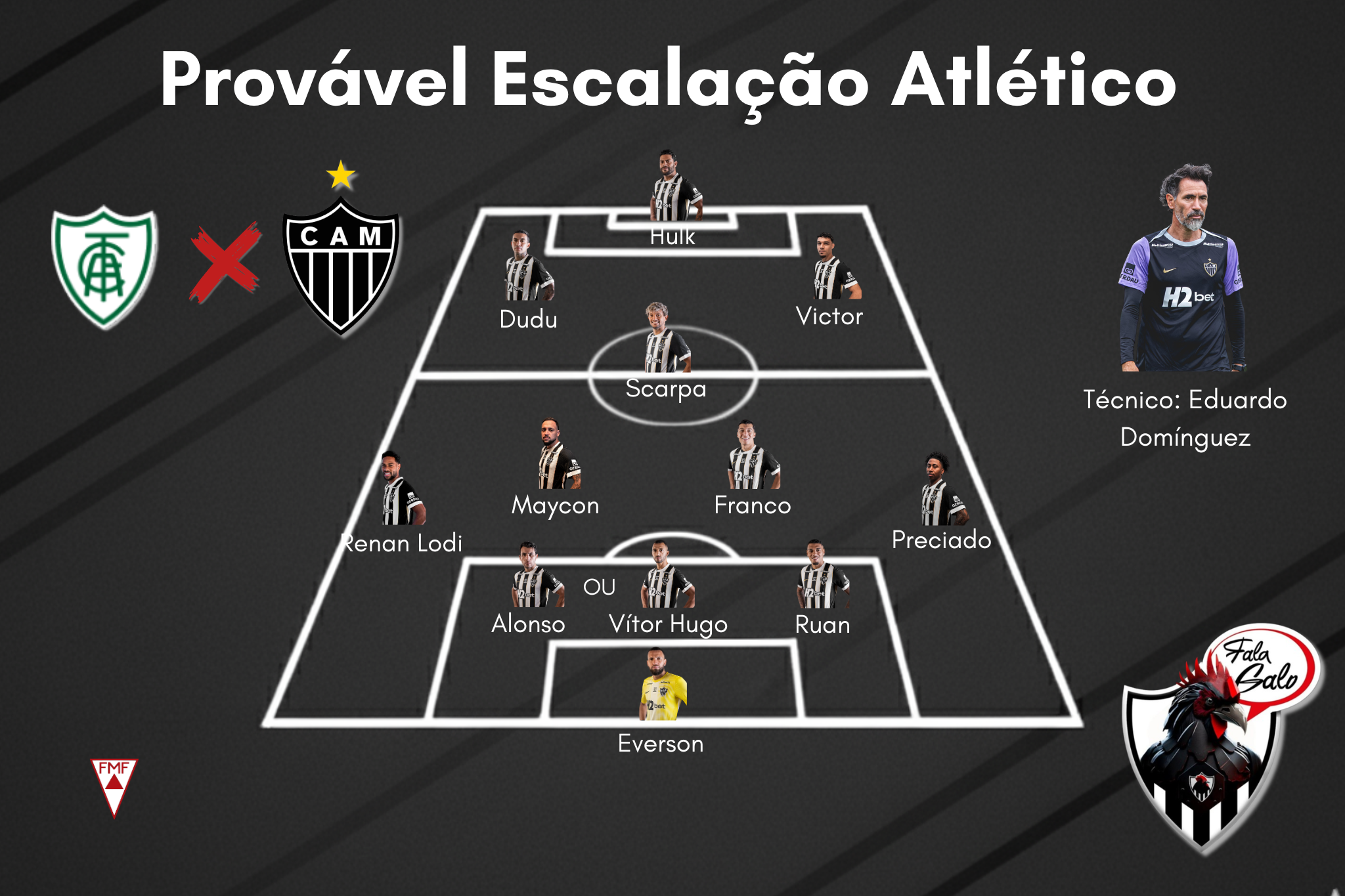Confira a provável escalação do Atlético para enfrentar o América, neste domingo (1)