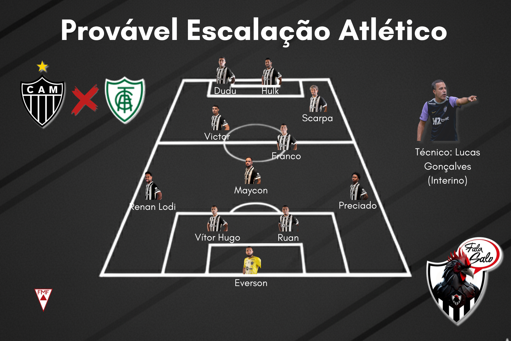 Confira a provável escalação do Atlético para enfrentar o América, neste domingo (22)