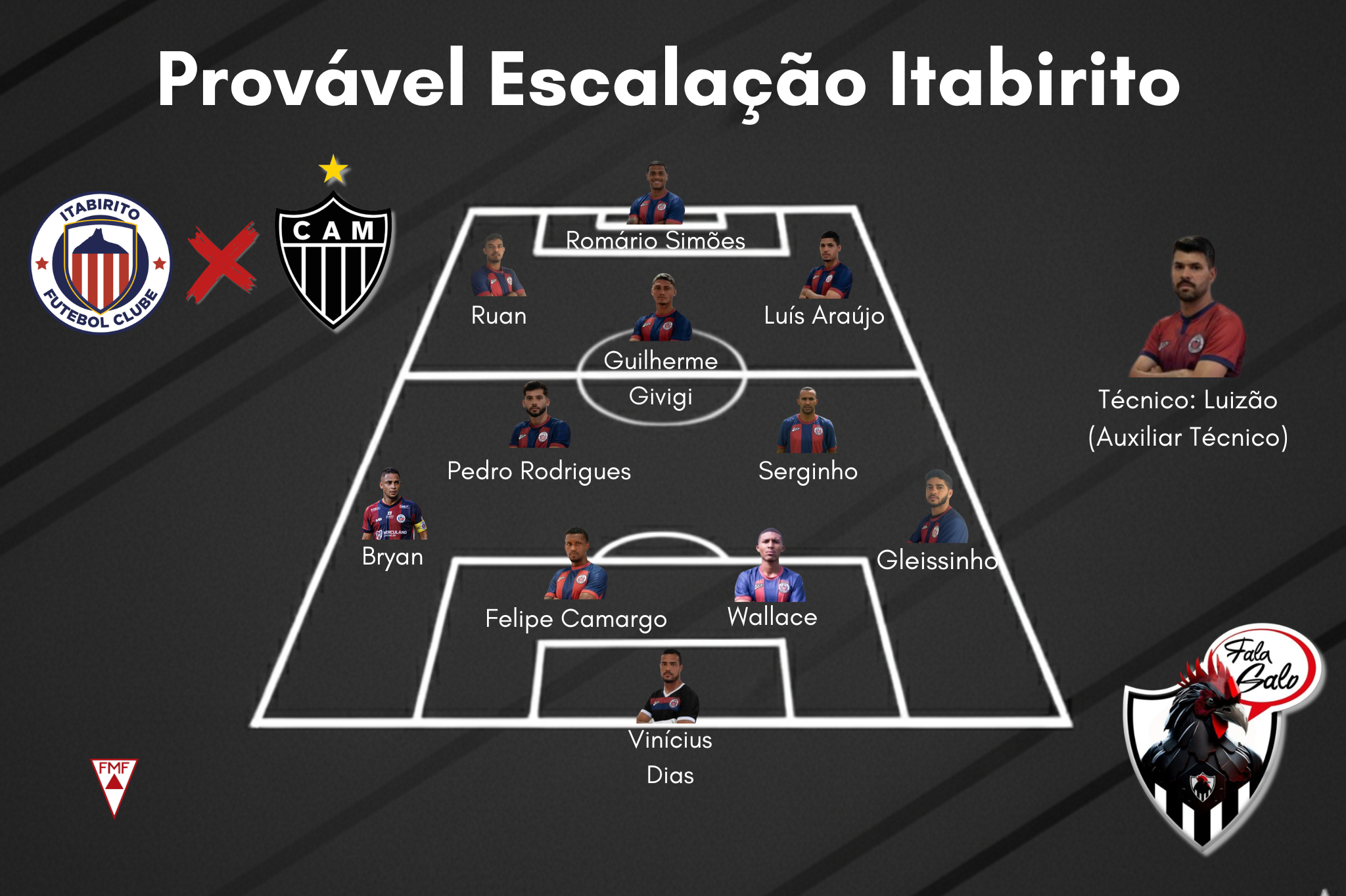 Confira o provável time titular do Itabirito para enfrentar o Atlético.