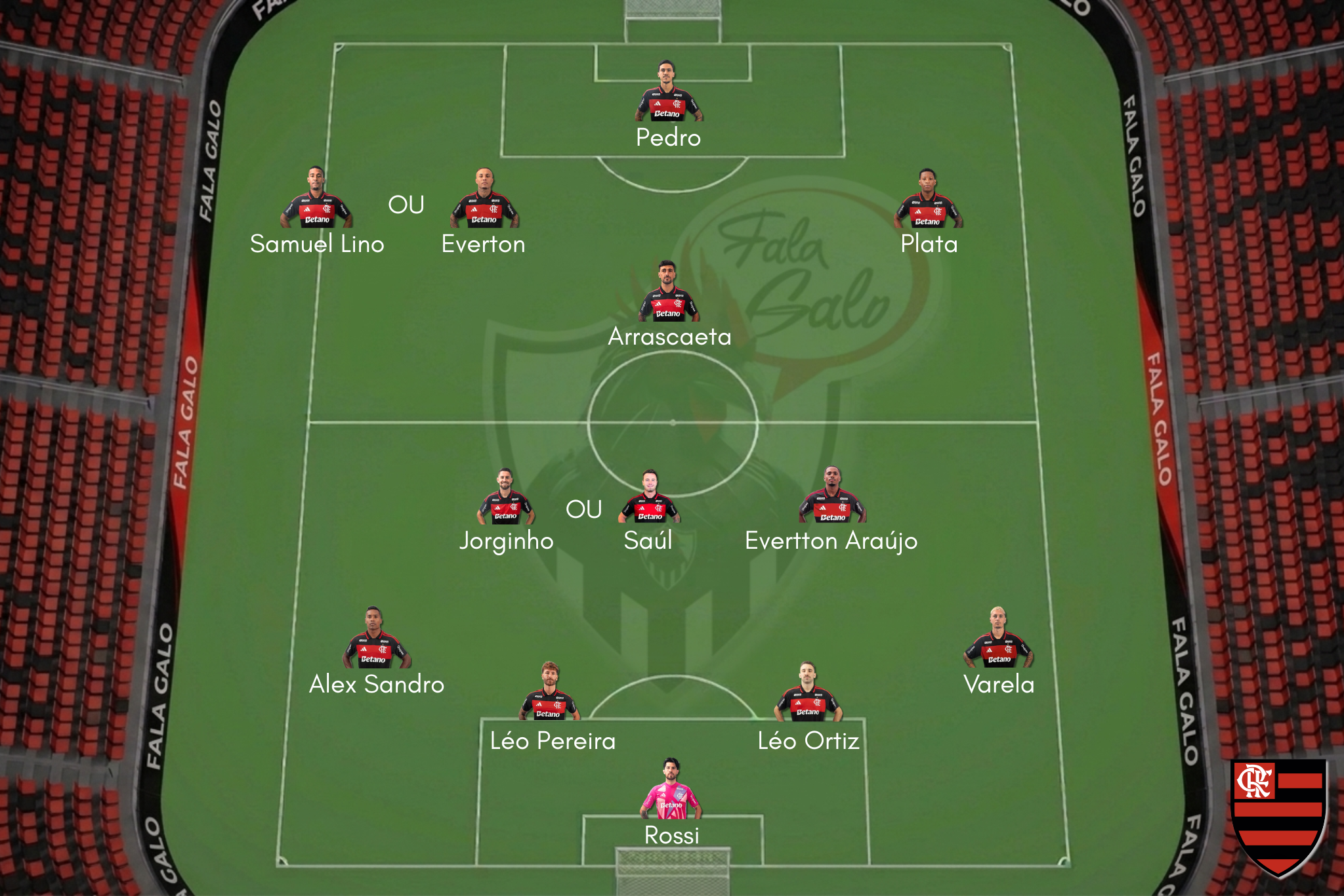 Veja a provável escalação do Flamengo para enfrentar o Atlético.