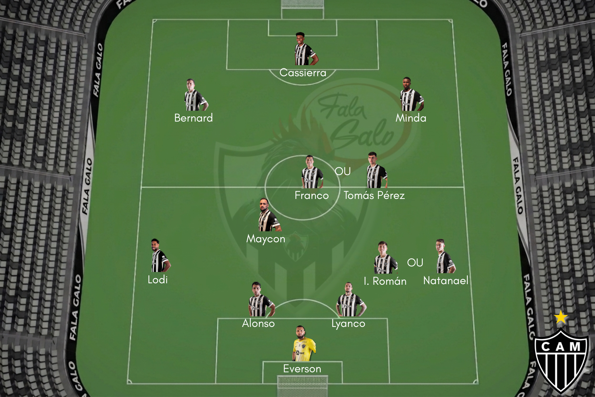 Confira a provável escalação do Atlético para enfrentar o Ceará, nesta quarta (13).