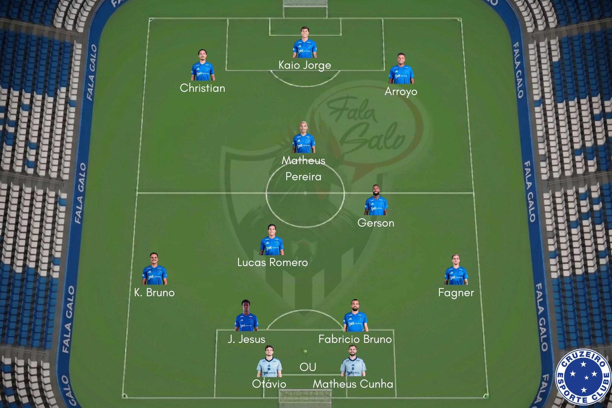Veja a provável escalação do Cruzeiro para enfrentar o Atlético.