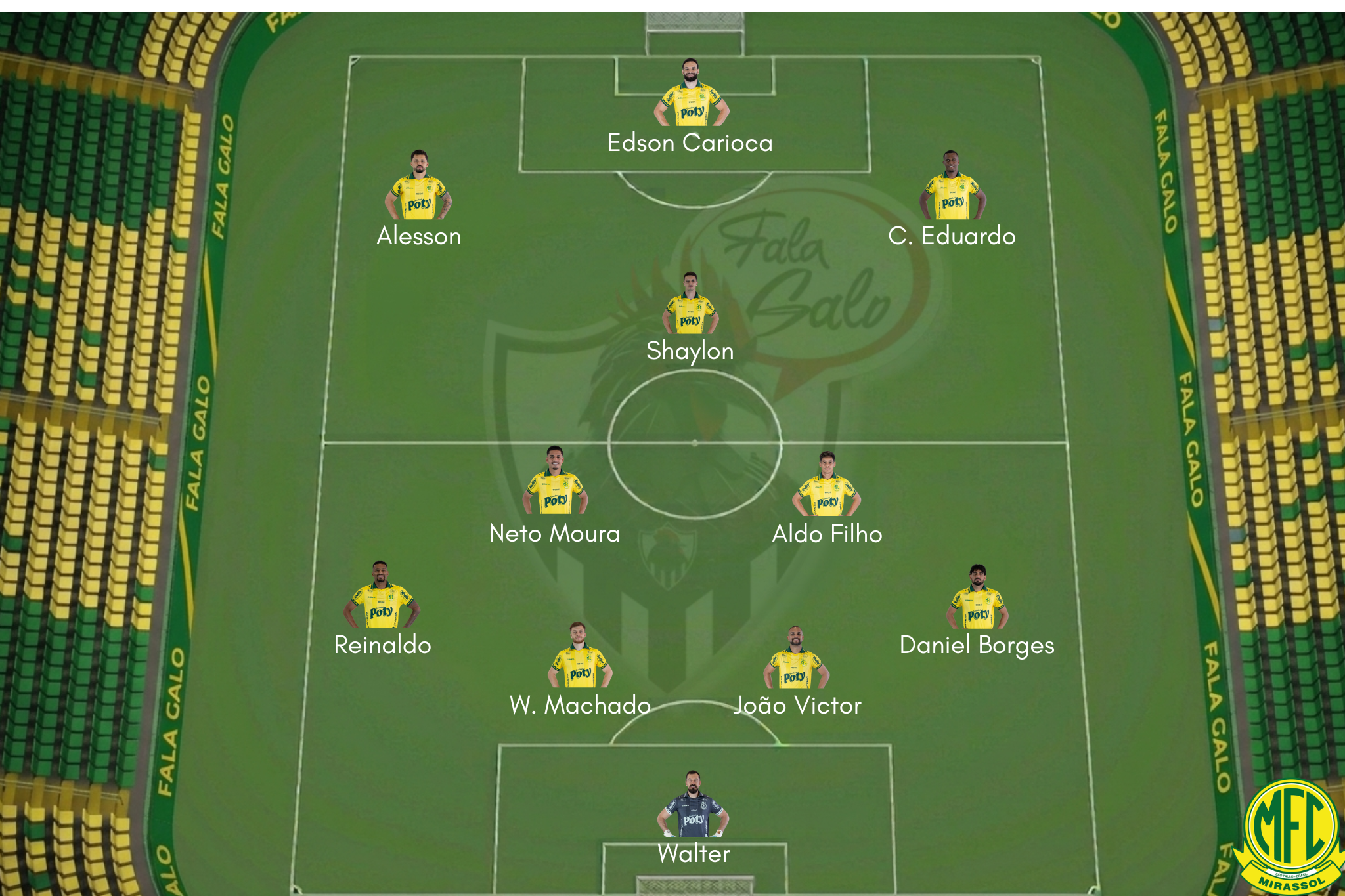 Veja a provável escalação do Mirassol para enfrentar o Atlético.