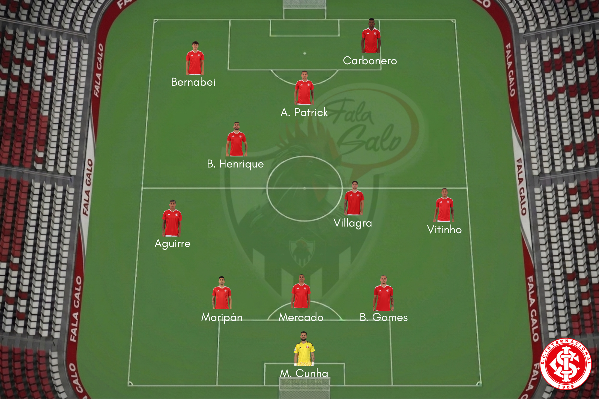 Provável Inter para encarar o Galo, neste sábado, no Beira-Rio.